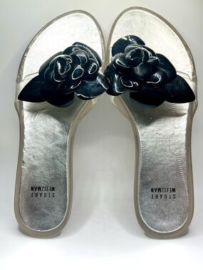 Stuart Weitzman jelly flower sandals clear black size 8